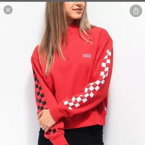 Red vans 3/4 Zip checkerboard sweatshirt.